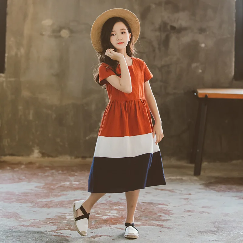 2 to 12 years kids teenager big girls summer striped patchwork cotton short sleeve casual dress fashion Korea children clothing
2 to 12 years kids teenager big girls summer striped patchwork cotton short sleeve casual dress fashion Korea children clothing