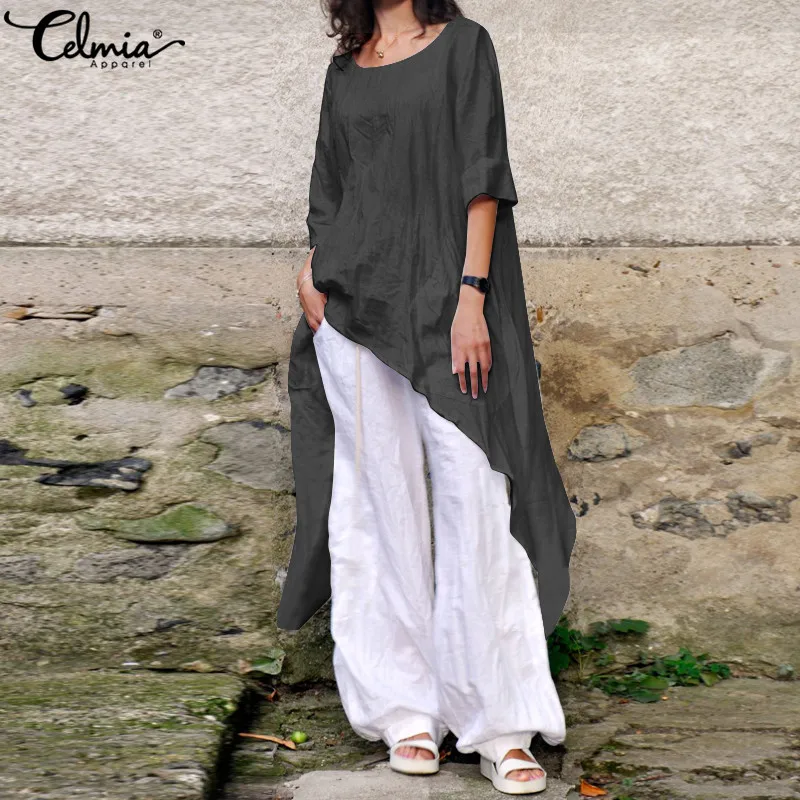 2019 Summer Celmia Vintage Women Blouse Asymmetrical Long Shirts Half Sleeve Pockets Casual Loose Female Blusas Mujer Plus Size
2019 Summer Celmia Vintage Women Blouse Asymmetrical Long Shirts Half Sleeve Pockets Casual Loose Female Blusas Mujer Plus Size
