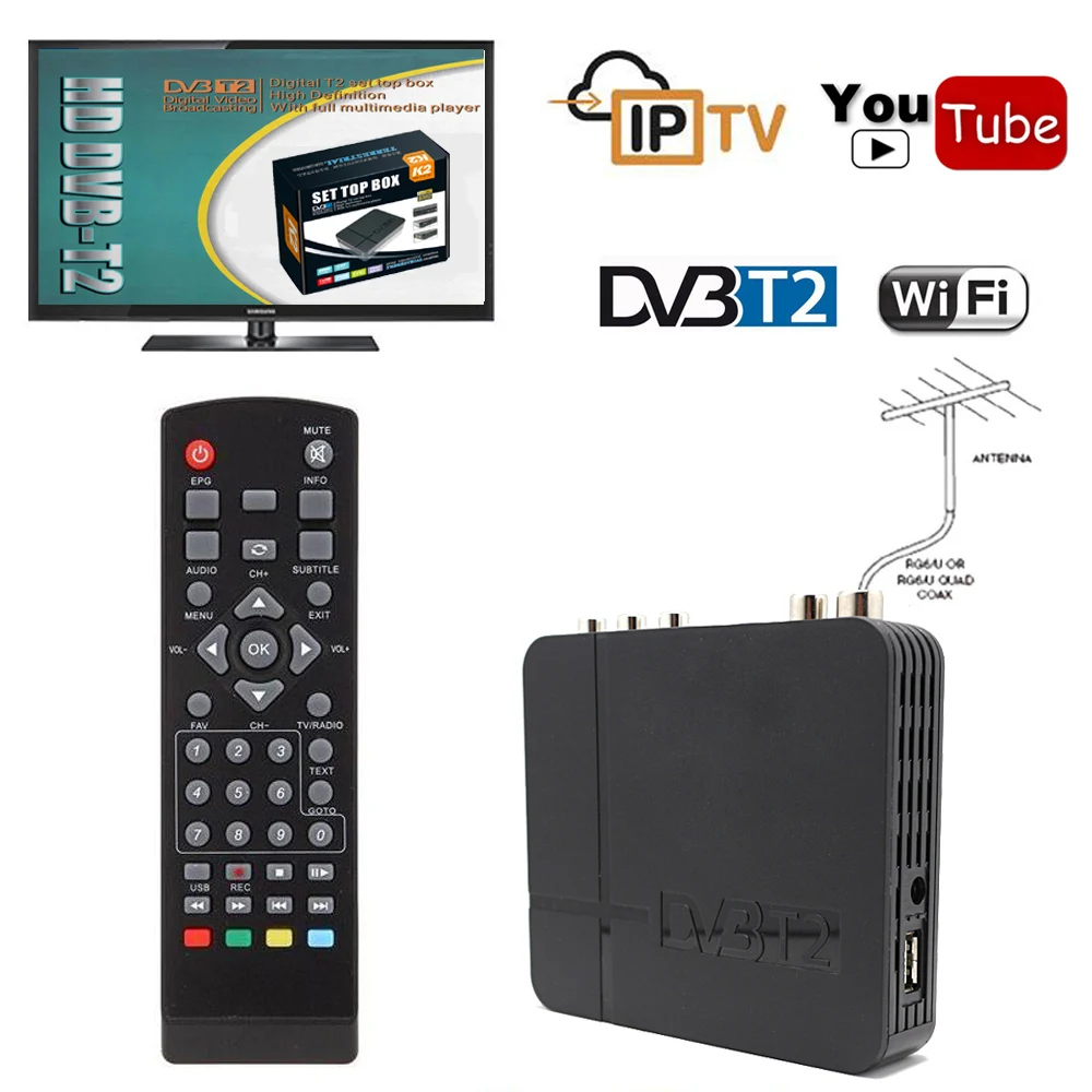 H.264 MPEG-4 DVB-T DVB T2 TV Tuner Converter WiFi Youtube DVB-T2 Digital tv box Terrestrial Receiver HD Set-top Box media Player
H.264 MPEG-4 DVB-T DVB T2 TV Tuner Converter WiFi Youtube DVB-T2 Digital tv box Terrestrial Receiver HD Set-top Box media Player