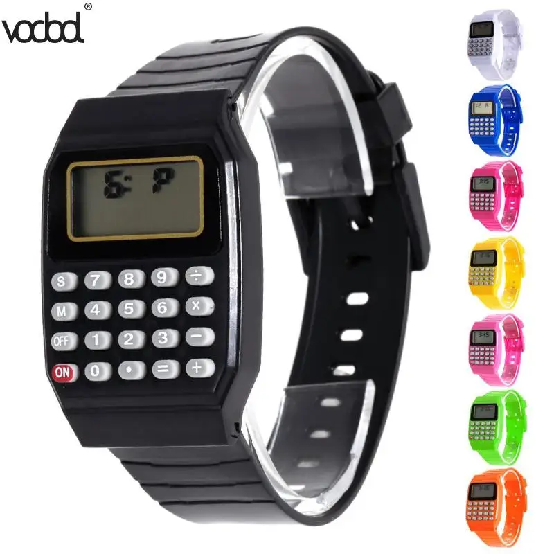 Children Kids Date Multi-Purpose Calculator Silicone Wrist Watch Kids Date Month Time Display Mini Calculator Mathematics Suppl
Children Kids Date Multi-Purpose Calculator Silicone Wrist Watch Kids Date Month Time Display Mini Calculator Mathematics Suppl
