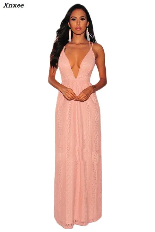 Платье женское длинное с открытой спиной, пикантное элегантное платье-макси на бретелях-спагетти, с перекрестными лямками и V-образным вырезом, вечерние наряды, цвет черный/телесный, Xnxee 
Платье женское длинное с открытой спиной, пикантное элегантное платье-макси на бретелях-спагетти, с перекрестными лямками и V-образным вырезом, вечерние наряды, цвет черный/телесный, Xnxee