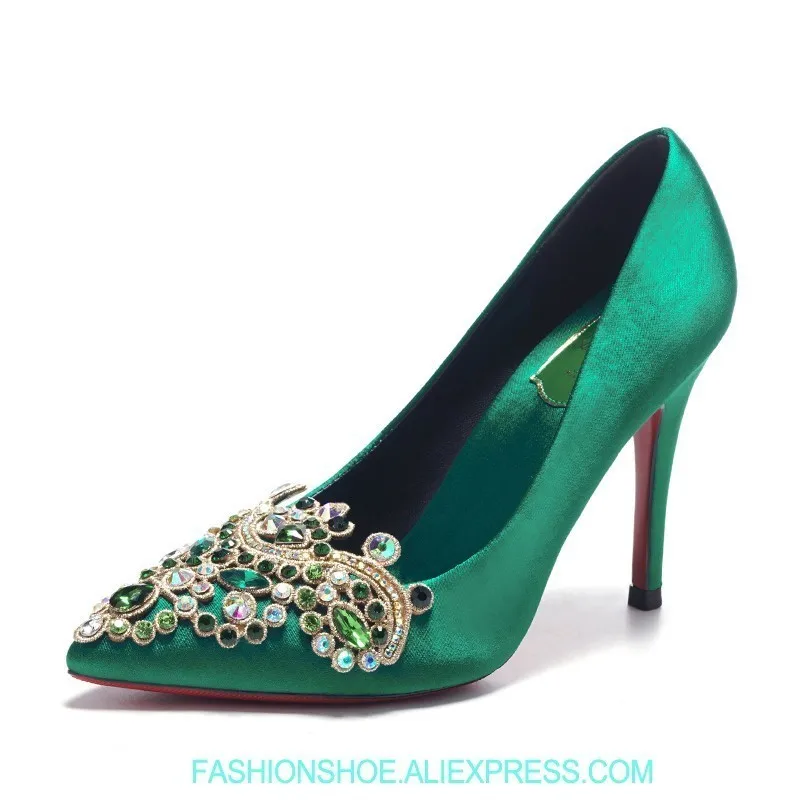 Shoes Women 2019 New Spring Green High Heels Satin Silk Turquoise Pointed Toe Crystal Embroidered Bridal Shoes Ladies Pumps
Shoes Women 2019 New Spring Green High Heels Satin Silk Turquoise Pointed Toe Crystal Embroidered Bridal Shoes Ladies Pumps
