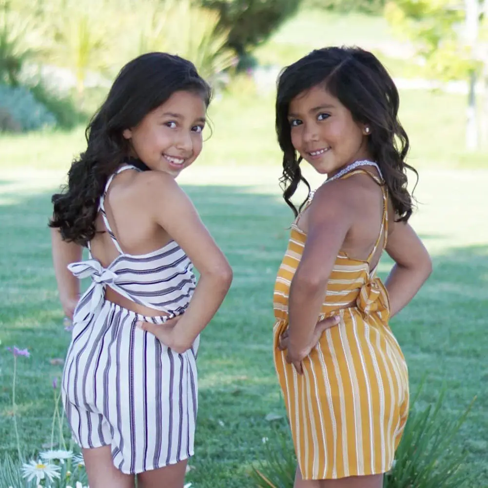 Summer Toddler Baby Girls Sleeveless Playsuit Backless Belt Striped Jumpsuit Outfit 1-7Y
Summer Toddler Baby Girls Sleeveless Playsuit Backless Belt Striped Jumpsuit Outfit 1-7Y