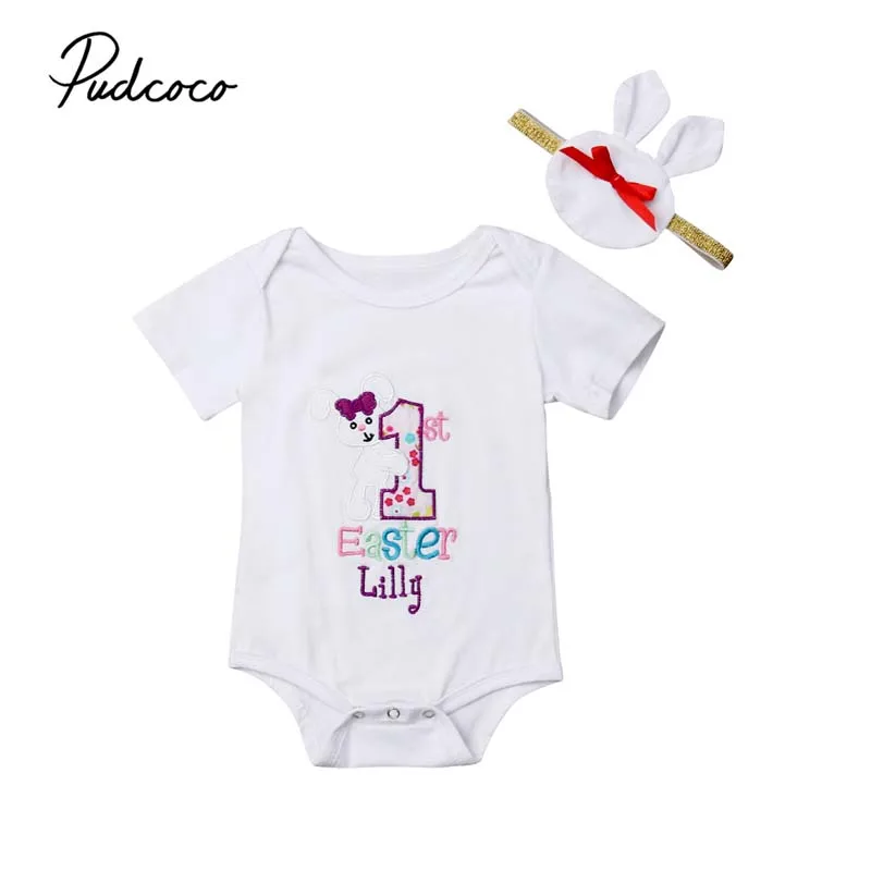 2019 Brand Newborn Infant Kids Baby Girl Bodysuit Easter Embroidery Short Sleeve Bunny Playsuit Headband Summer Cotton Clothes
2019 Brand Newborn Infant Kids Baby Girl Bodysuit Easter Embroidery Short Sleeve Bunny Playsuit Headband Summer Cotton Clothes
