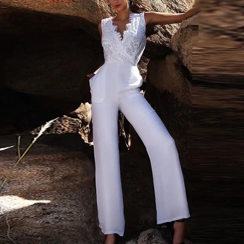 Women Deep V Long Pants Jumpsuit Playsuit Romper Cocktail Formal Party Clubwear lace decor white jumpsuits overalls
Women Deep V Long Pants Jumpsuit Playsuit Romper Cocktail Formal Party Clubwear lace decor white jumpsuits overalls