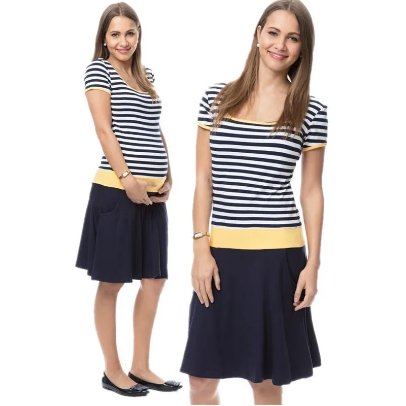 New Round Neck Striped Maternity Dress Summer Siamese Maternity Dress Fashion Short Sleeve Breastfeeding Dress Pregnancy Dress
New Round Neck Striped Maternity Dress Summer Siamese Maternity Dress Fashion Short Sleeve Breastfeeding Dress Pregnancy Dress