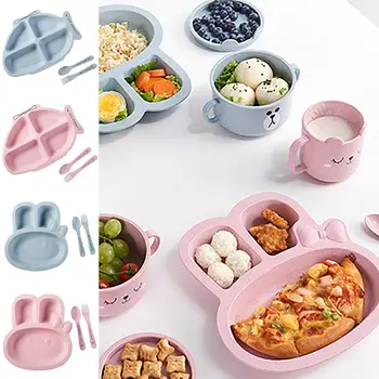 Household Wheat Fiber Children's Tableware Kit Cute Cartoon Split Grille Fork and Spoon Assembly
Household Wheat Fiber Children's Tableware Kit Cute Cartoon Split Grille Fork and Spoon Assembly