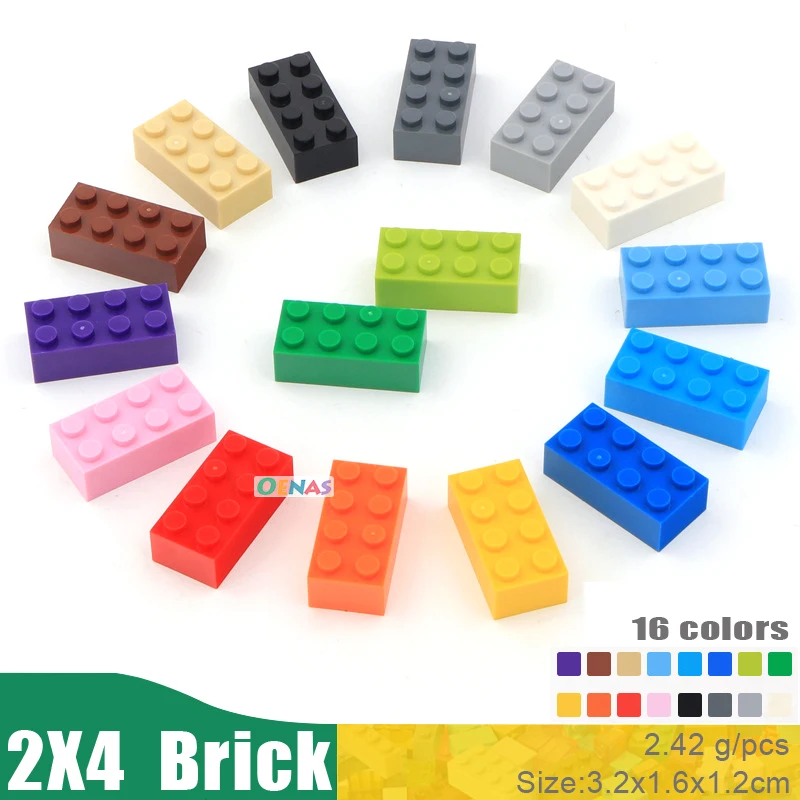 Фото 100g 40pcs/bag Educational Kids Toy Plastic Building Blocks Accessories 2x4 Brick DIY Kit Compatible With L*goes In Bulk | Игрушки и