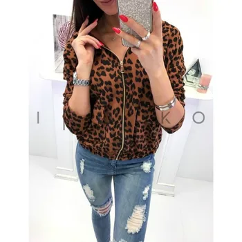 Leopard Print jackets women long sleeve 2018 basic Spring Autumn Coat Female blend zipper Outwear Clothes
Leopard Print jackets women long sleeve 2018 basic Spring Autumn Coat Female blend zipper Outwear Clothes