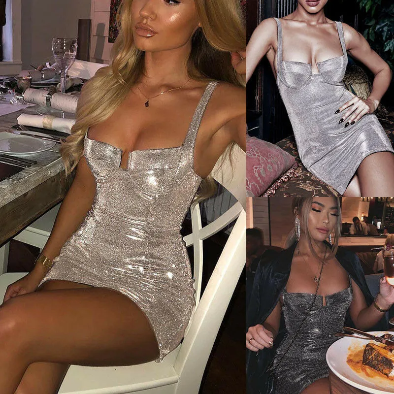 HIRIGIN Women Shiny Bandage Bodycon Sleeveless Evening Party Dress Lady Club Pencil Mini Dresses
HIRIGIN Women Shiny Bandage Bodycon Sleeveless Evening Party Dress Lady Club Pencil Mini Dresses