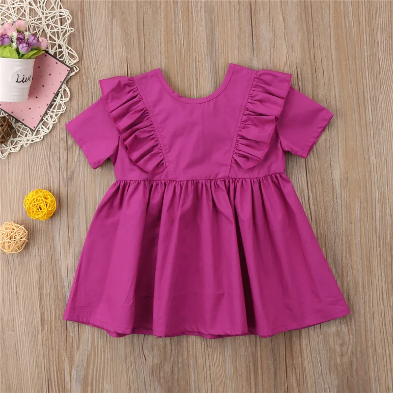 Casual Kids Baby Girls Summer Princess Leisure Dress Ruffle Back Bow Plain Dress Girl A-Line O-Neck Party Cotton Sundress 2-7Y
Casual Kids Baby Girls Summer Princess Leisure Dress Ruffle Back Bow Plain Dress Girl A-Line O-Neck Party Cotton Sundress 2-7Y