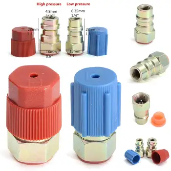 1Pair AC Fitting Port Adapter Retrofit R12 to Accept R134 3/16" HIGH and 1/4" LOW
1Pair AC Fitting Port Adapter Retrofit R12 to Accept R134 3/16" HIGH and 1/4" LOW