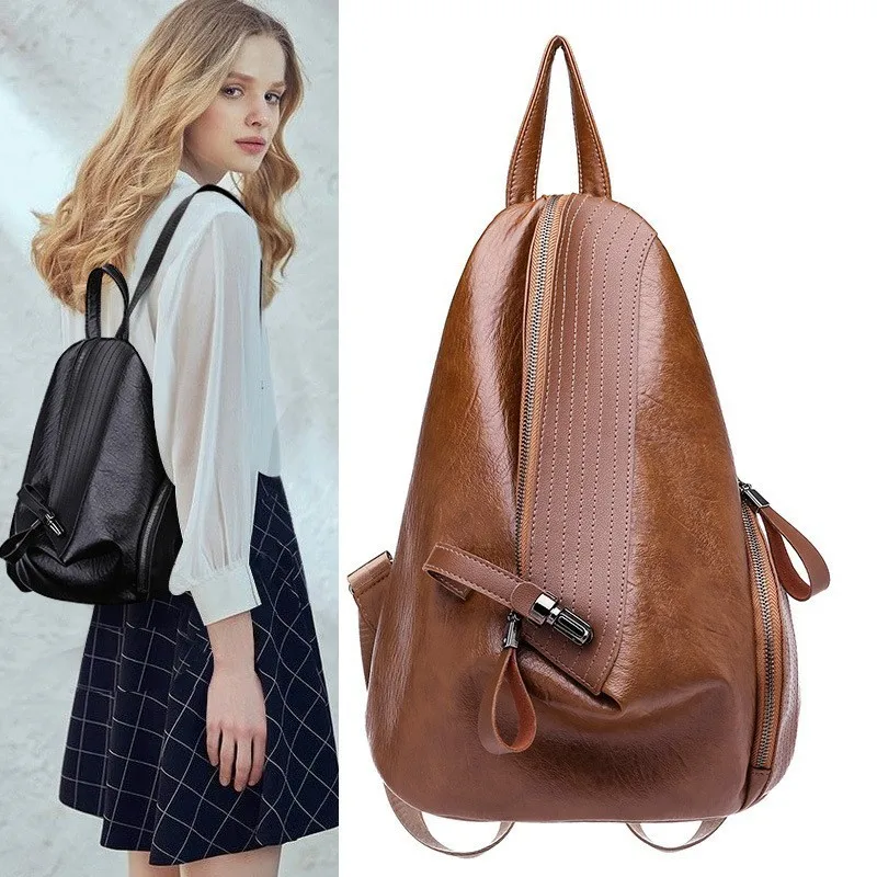 

PU Leather Anti Theft Backpack Women Backpacks For Teenage Girls Mochila Mujer Casual Daypack College Rucksack Travel Bag Ladies