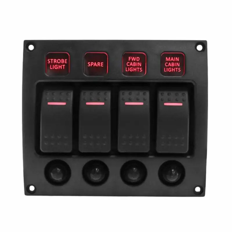 VODOOL Car Interior Parts Switches IP66 Curved 4 Gang LED Rocker Switch Panel with Circuit Breakers for Car RV Car Accessories
VODOOL Car Interior Parts Switches IP66 Curved 4 Gang LED Rocker Switch Panel with Circuit Breakers for Car RV Car Accessories