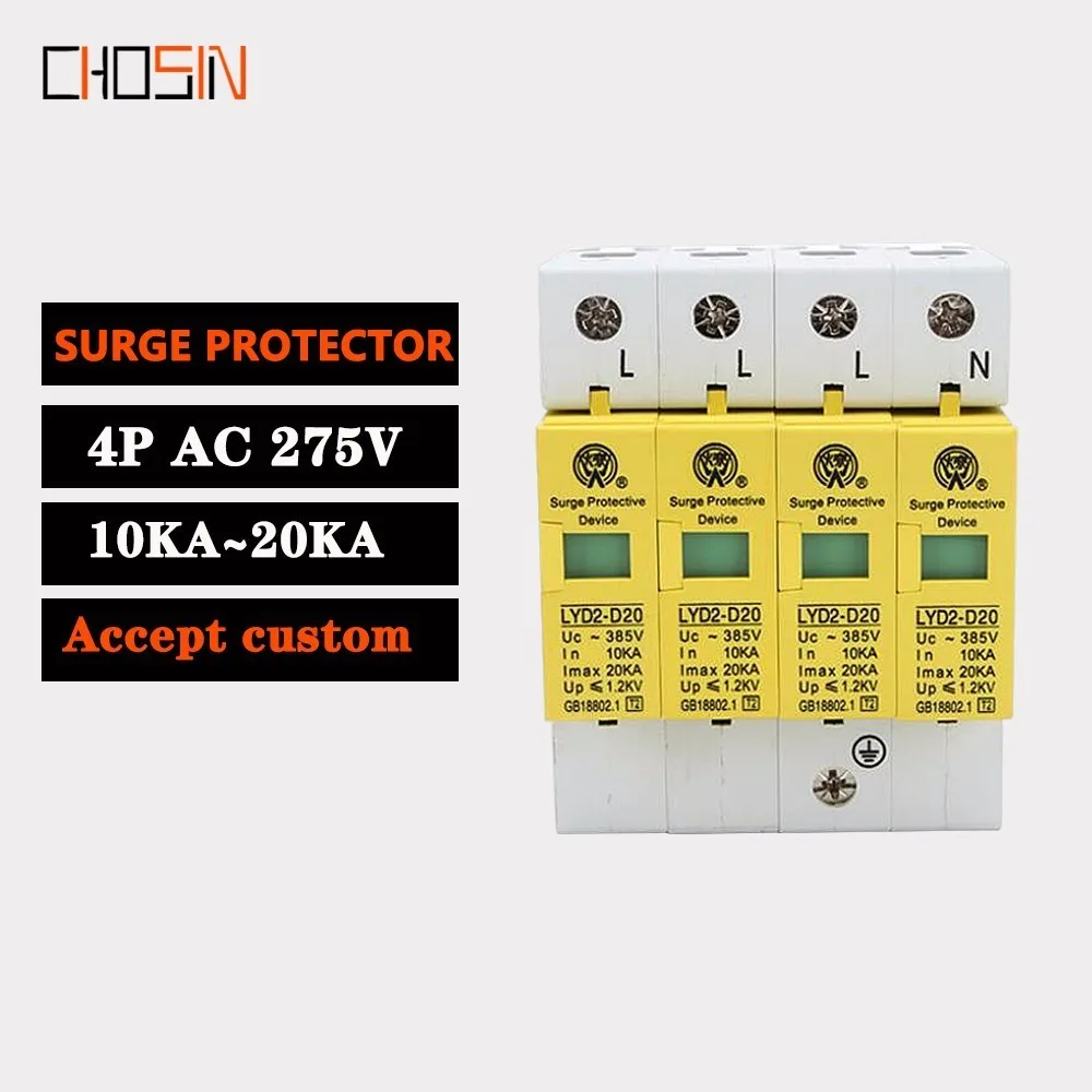 Surge Protector C20-4P 10ka~20ka 275V 385V 420V Ac Spd House Protective Low-voltage Arrester Device 3P+N Lightning Protection
Surge Protector C20-4P 10ka~20ka 275V 385V 420V Ac Spd House Protective Low-voltage Arrester Device 3P+N Lightning Protection