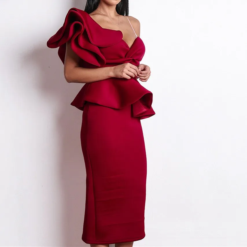 Sexy Evening Party Dress Women Strapless Bodycon Dress One Shoulder Ruffles Short Sleeve Club Dress Vestidos
Sexy Evening Party Dress Women Strapless Bodycon Dress One Shoulder Ruffles Short Sleeve Club Dress Vestidos