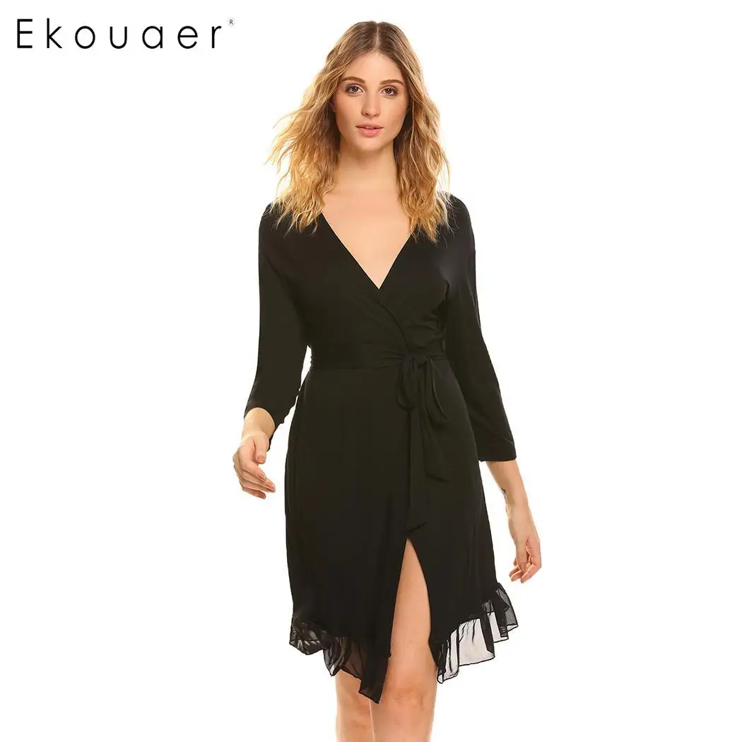 Ekouaer Sexy Robes Women Dressing Gown Bathrobe 3/4 Sleeve Mesh Patchwork Sleepwear Nightgown Bath Robe Spa Bathroom Wear
Ekouaer Sexy Robes Women Dressing Gown Bathrobe 3/4 Sleeve Mesh Patchwork Sleepwear Nightgown Bath Robe Spa Bathroom Wear