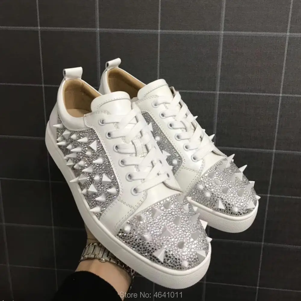 cl andgz leather Lace Up Red bottoms Low Cut Sneaker shoes White spikes Sea cucumber nail Rhinestone casual models Flat Loafers
cl andgz leather Lace Up Red bottoms Low Cut Sneaker shoes White spikes Sea cucumber nail Rhinestone casual models Flat Loafers