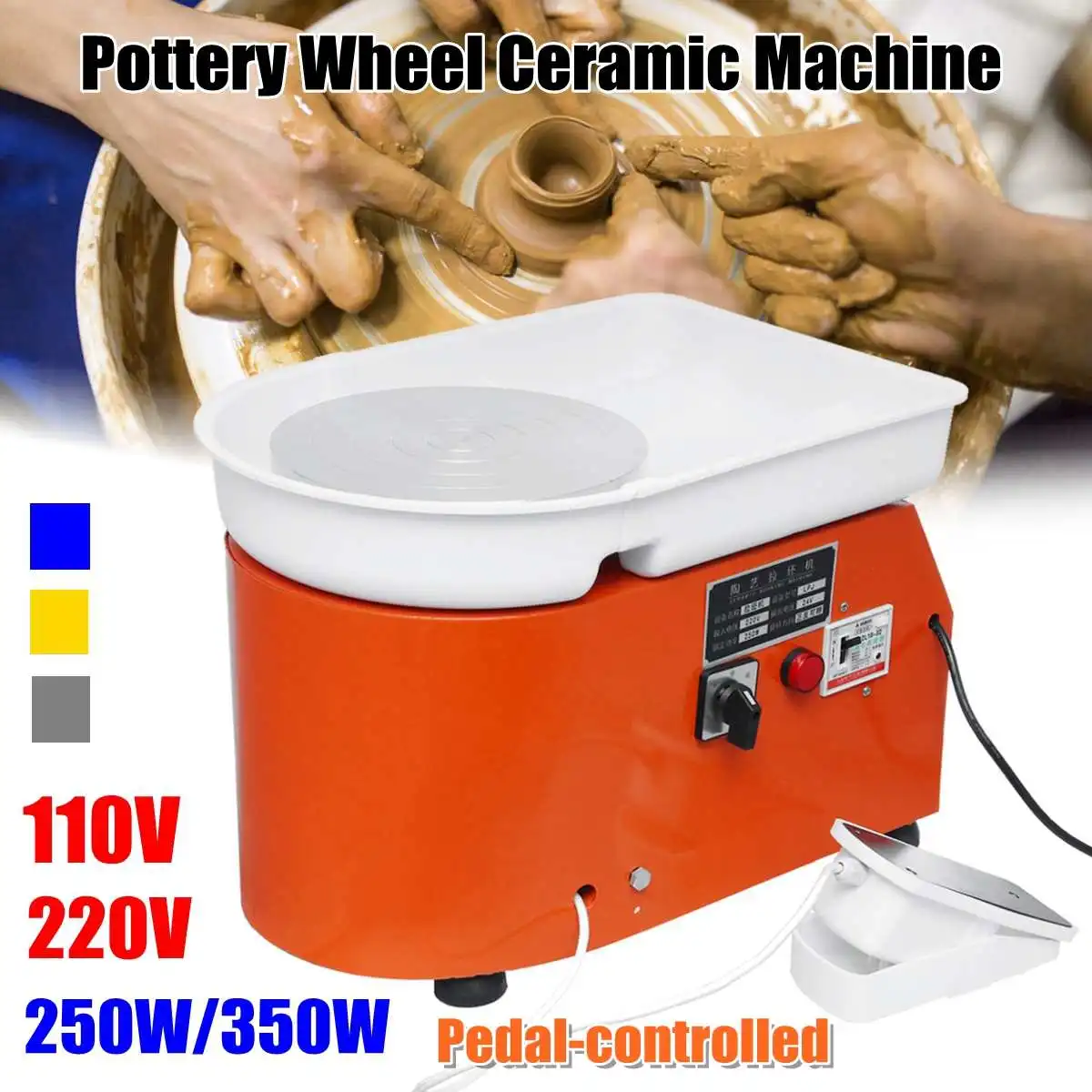 

Pottery Forming Machine 110V/220V 350W Electric Pottery Wheel DIY Clay Tool with Tray Flexible Foot Pedal For Ceramic Work