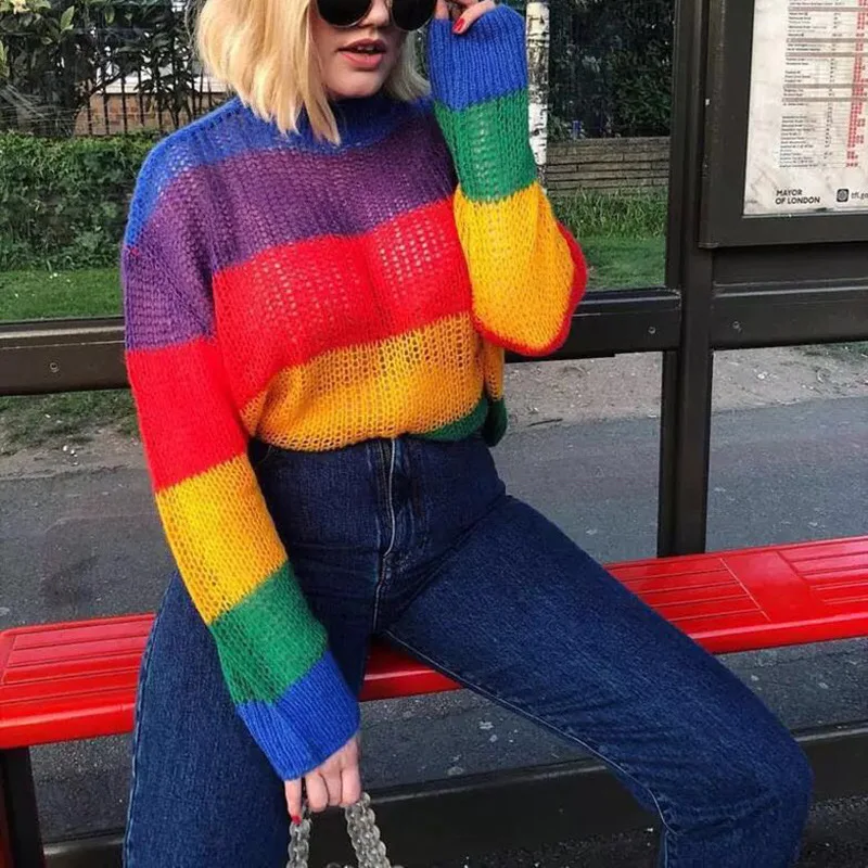 Fashion Mohair Striped Sweater 2018 Women Autumn Sexy See Through Harajuku Sweater Sexy Hollow Knitting Pullovers New Pull Femme
Fashion Mohair Striped Sweater 2018 Women Autumn Sexy See Through Harajuku Sweater Sexy Hollow Knitting Pullovers New Pull Femme