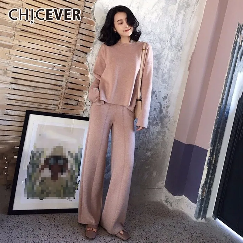 CHICEVER Autumn Women's Suit Two Piece Set O Neck Long Sleeve Knitting Pullover Top Female High Waist Wide Leg Pants Fashion New
CHICEVER Autumn Women's Suit Two Piece Set O Neck Long Sleeve Knitting Pullover Top Female High Waist Wide Leg Pants Fashion New