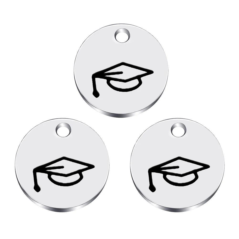 3pcs/Pack 14mm Graduation Cap Durable Titanium Steel Metal Pendant For Jewelry Making Graduation Gift (Silver)
3pcs/Pack 14mm Graduation Cap Durable Titanium Steel Metal Pendant For Jewelry Making Graduation Gift (Silver)