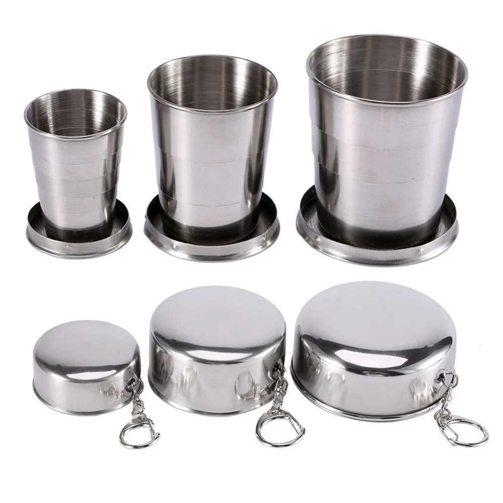 75/140/240 ml Stainless Steel Travel collapsible cup Outdoor Portable Keychain Retractable for Camping Hiking Coffee Cups
75/140/240 ml Stainless Steel Travel collapsible cup Outdoor Portable Keychain Retractable for Camping Hiking Coffee Cups