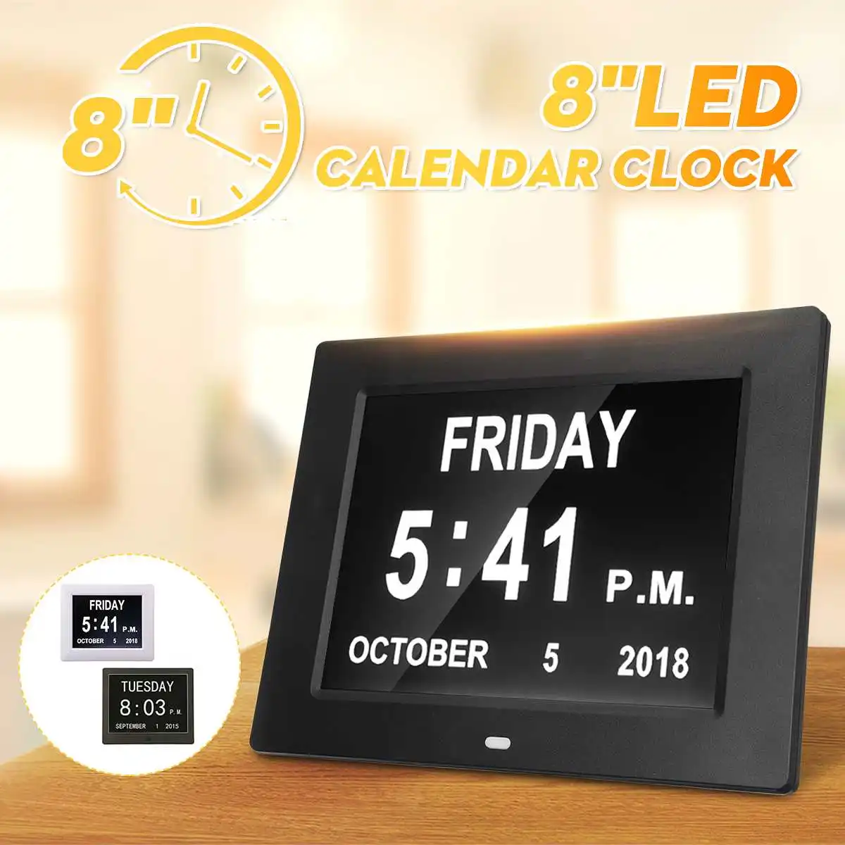 Alarm Day Clock Electronic Extra Digital Clock Non-Abbreviated Date Time Display Seniors Memory Loss Elderly Dementia 8 inch
Alarm Day Clock Electronic Extra Digital Clock Non-Abbreviated Date Time Display Seniors Memory Loss Elderly Dementia 8 inch