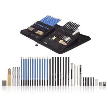 40 Piece Drawing Pencils and Sketch Set in Pop Up Zipper Case - Includes Graphite, Pastel and Charcoal Pencils and Accessories
40 Piece Drawing Pencils and Sketch Set in Pop Up Zipper Case - Includes Graphite, Pastel and Charcoal Pencils and Accessories