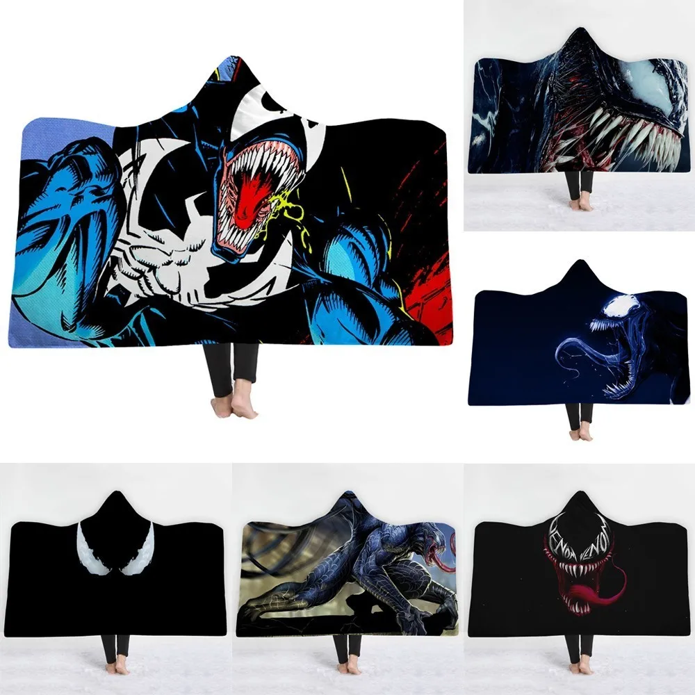 Одеяло с капюшоном Venom утолщенное Флисовое одеяло волшебная Сиеста одежда для