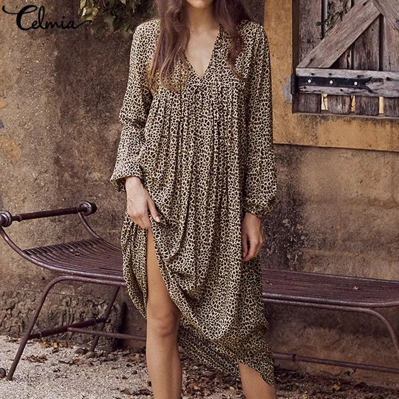 Celmia Plus Size Bohemian Vestidos Robe Mujer 2019 Summer Beach Women Dress Casual Sexy Long Sleeve Leopard Print Shirt Dresses
Celmia Plus Size Bohemian Vestidos Robe Mujer 2019 Summer Beach Women Dress Casual Sexy Long Sleeve Leopard Print Shirt Dresses