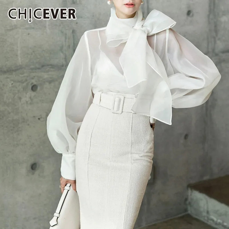 CHICEVER Autumn Casual Chiffon Perspective Women Shirt Lace Up Bow Collar Lantern Sleeve Loose Slim Female Top Clothing 2019 New
CHICEVER Autumn Casual Chiffon Perspective Women Shirt Lace Up Bow Collar Lantern Sleeve Loose Slim Female Top Clothing 2019 New