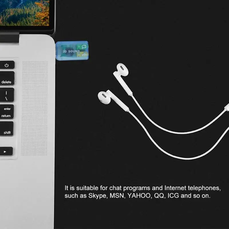 Внешняя звуковая карта USB 3D Аудио гарнитура микрофон адаптер для настольного ПК