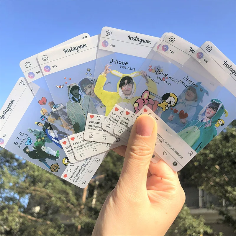 8Pcs/set Kawaii KPOP Transparent Photo Card LOVE YOURSELF INS Album Photocard Bookmark Bangtan Boys HD Cards Decoration Supplies
8Pcs/set Kawaii KPOP Transparent Photo Card LOVE YOURSELF INS Album Photocard Bookmark Bangtan Boys HD Cards Decoration Supplies
