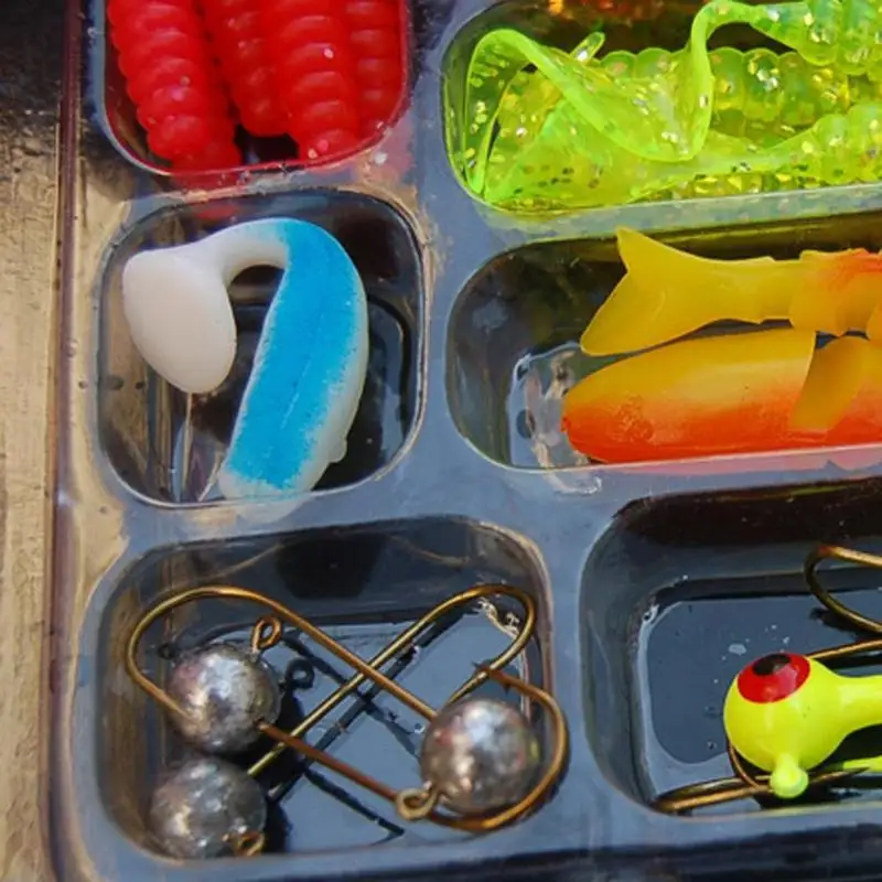 35Pcs Lifelike Plastic Soft Worm Fishing Baits Lead Jig Head Hooks Simulation Lures 75g/16cm * 14cm * 1.5cm for Fishing
35Pcs Lifelike Plastic Soft Worm Fishing Baits Lead Jig Head Hooks Simulation Lures 75g/16cm * 14cm * 1.5cm for Fishing