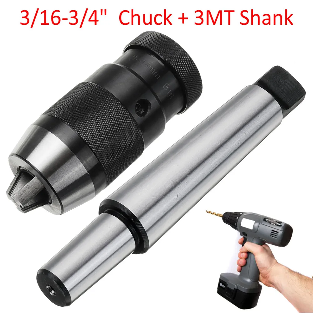 3/16-3/4 Inch 1-16mm Keyless Drill Chuck Self Tighten with JT3-3MT Shank For CNC Set
3/16-3/4 Inch 1-16mm Keyless Drill Chuck Self Tighten with JT3-3MT Shank For CNC Set