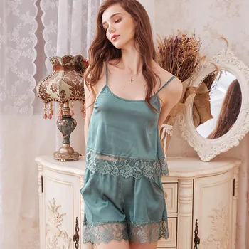 Lisacmvpnel New Pattern Ice Silk Sexy Pajamas Lace Shorts Two Pcs Sexy Sleepwear For Women
Lisacmvpnel New Pattern Ice Silk Sexy Pajamas Lace Shorts Two Pcs Sexy Sleepwear For Women