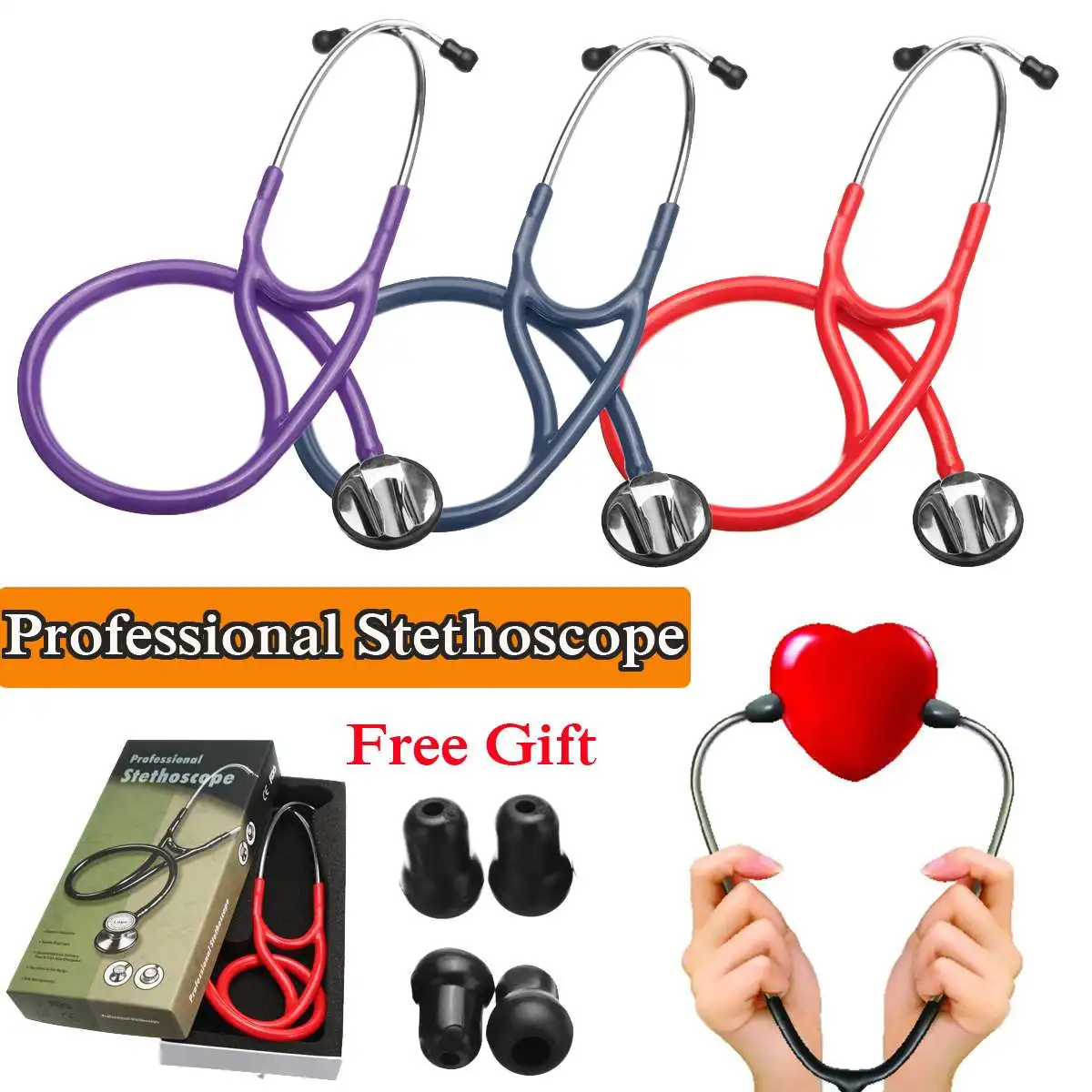 1Pcs 3 Color Professional Cardiology Stethoscope for Doctor Lab Hospital Supplies
1Pcs 3 Color Professional Cardiology Stethoscope for Doctor Lab Hospital Supplies