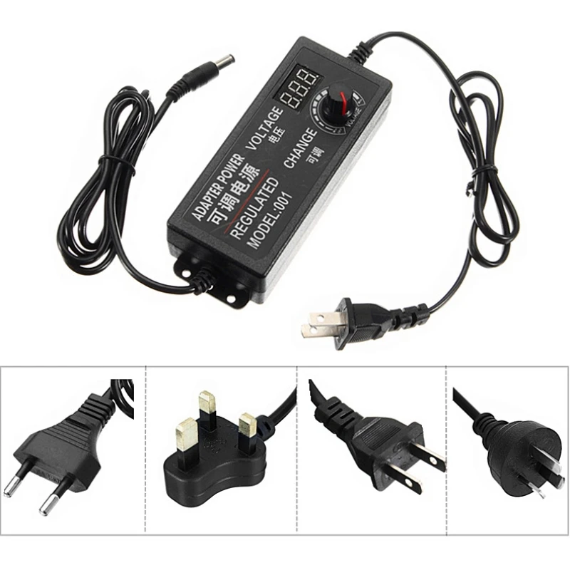 

CLAITE 3-12V 5A 60W AC/DC Adapter Adjustable Switching Power Supply Regulated Power Adapter Display