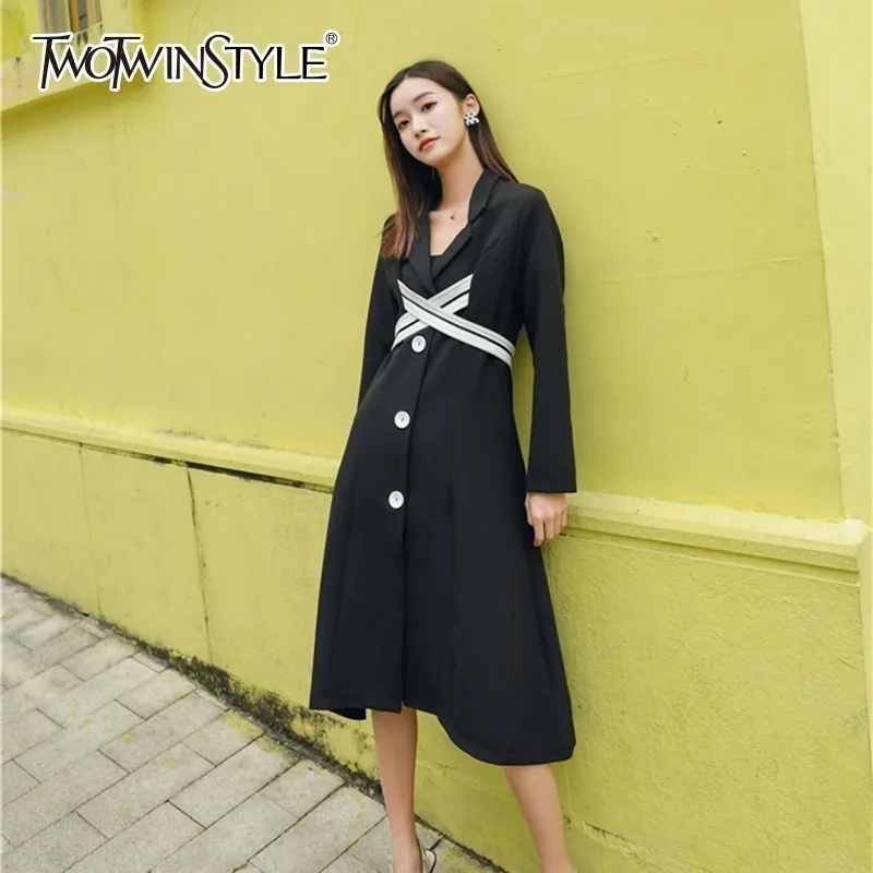 TWOTWINSTYLE Autumn Black Women's Dresses Long Sleeve High Waist Lace Up Midi Shirt Dress Female Korean Fashion 2019 Clothing
TWOTWINSTYLE Autumn Black Women's Dresses Long Sleeve High Waist Lace Up Midi Shirt Dress Female Korean Fashion 2019 Clothing