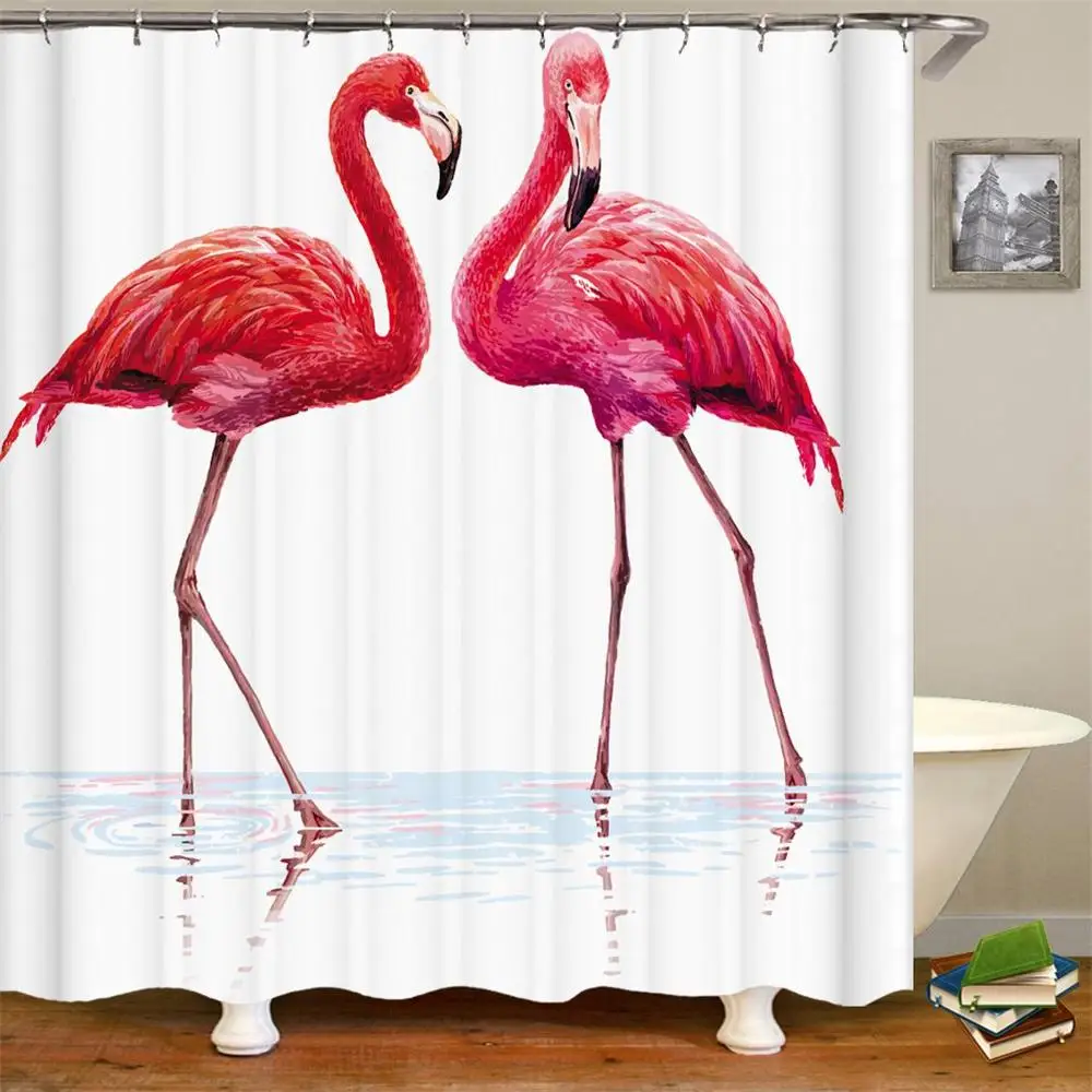 Pink Flamingo Bathroom Shower Curtain Flamingos with Tropical Palm Leaves and Flowers Pattern Bath Shower Curtain with Hooks
Pink Flamingo Bathroom Shower Curtain Flamingos with Tropical Palm Leaves and Flowers Pattern Bath Shower Curtain with Hooks