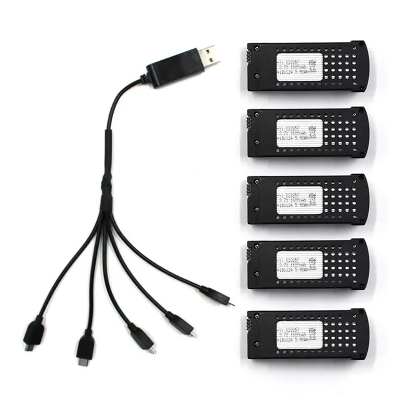 SG106 Foldable RC Quadcopter Spare Parts 3.7V 1600mah Lipo Battery 1 in 5 USB Charging Cable Set
SG106 Foldable RC Quadcopter Spare Parts 3.7V 1600mah Lipo Battery 1 in 5 USB Charging Cable Set