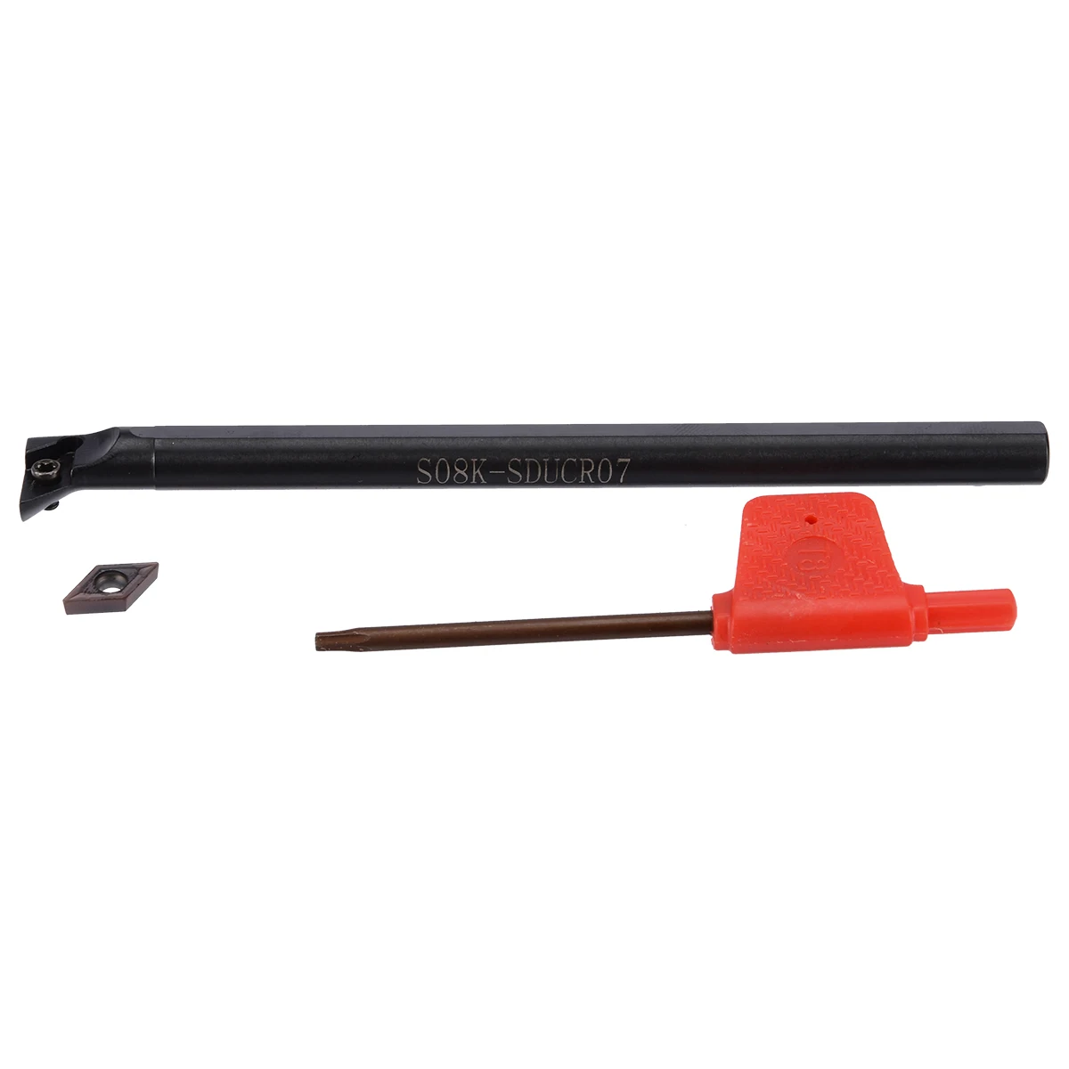1 Set Lathe Turning Tool S08K-SDUCR07 95 Degree Boring Bar + DCMT0702 Carbide Inserts + Wrench
1 Set Lathe Turning Tool S08K-SDUCR07 95 Degree Boring Bar + DCMT0702 Carbide Inserts + Wrench