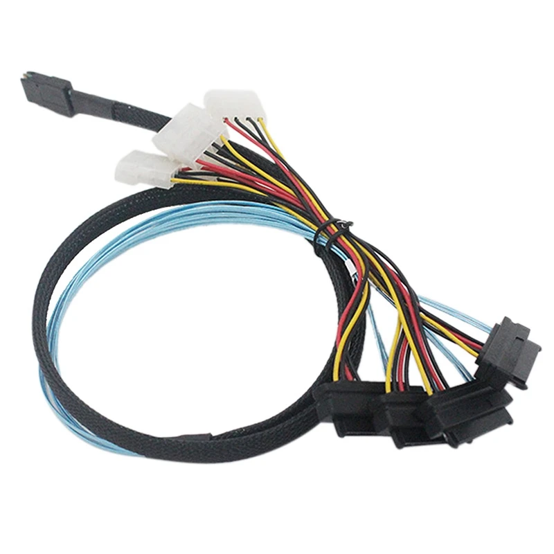 Mini Sas Hd Sff-8643 до 4Xsas 29 Pin Female (Sff-8482) Разъемы с Sata power Molex КАБЕЛЬ 1 м | Электроника