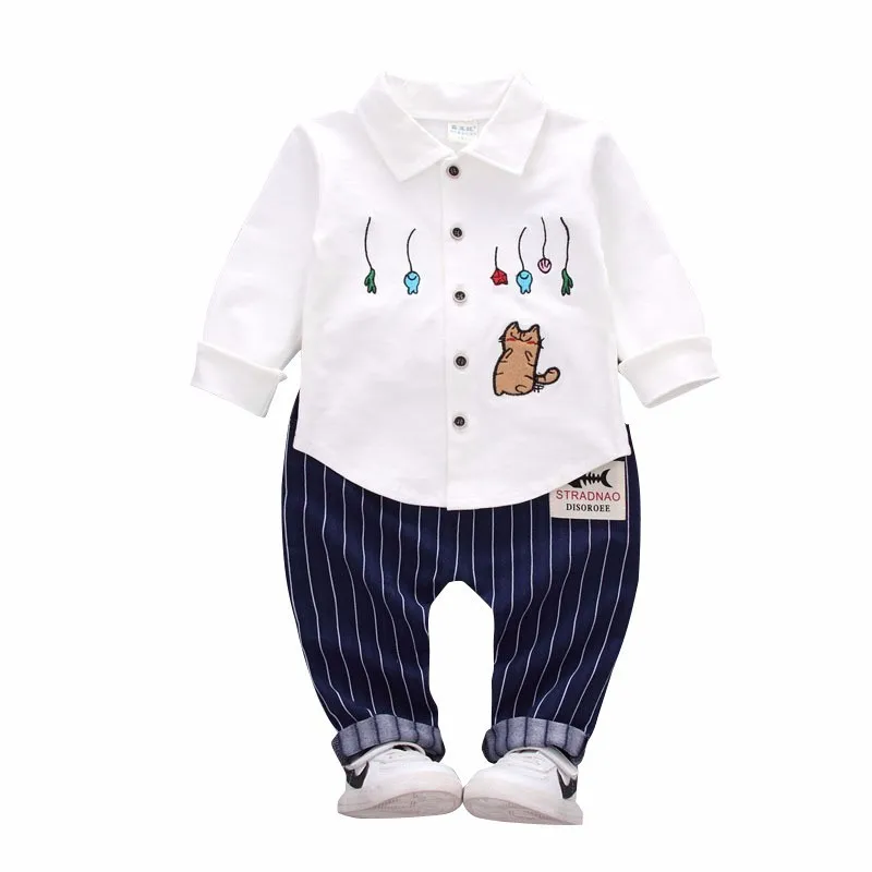 2019 Spring Autumn Fshion Baby Boys Cotton Clothes Embroidery Cartoon Cats Lapel Shirt Pants 2Pcs/Sets Infant Kids Casual Suits
2019 Spring Autumn Fshion Baby Boys Cotton Clothes Embroidery Cartoon Cats Lapel Shirt Pants 2Pcs/Sets Infant Kids Casual Suits