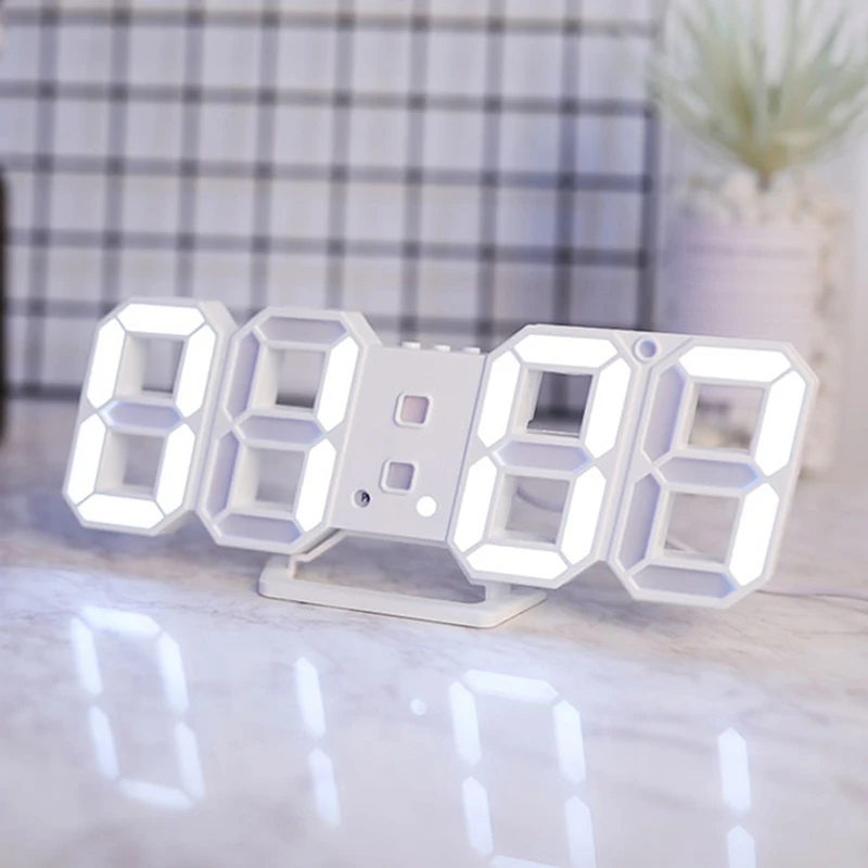 3D современный цифровой светодиодный настольный ночник настенные часы будильник