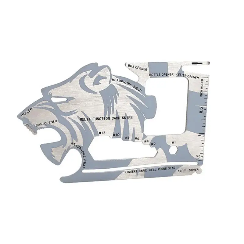 Outdoor Survival Multi-Function Stainless Steel Card Cutter Tool Card Lion Head-Shaped EDC Pocket Card Tool Drop Ship
Outdoor Survival Multi-Function Stainless Steel Card Cutter Tool Card Lion Head-Shaped EDC Pocket Card Tool Drop Ship