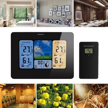 Wireless LCD Alarm Clock Weather Station Indoor Outdoor Thermometer Hygrometer Barometer with Moon Phase AC230~240V EU Plug
Wireless LCD Alarm Clock Weather Station Indoor Outdoor Thermometer Hygrometer Barometer with Moon Phase AC230~240V EU Plug