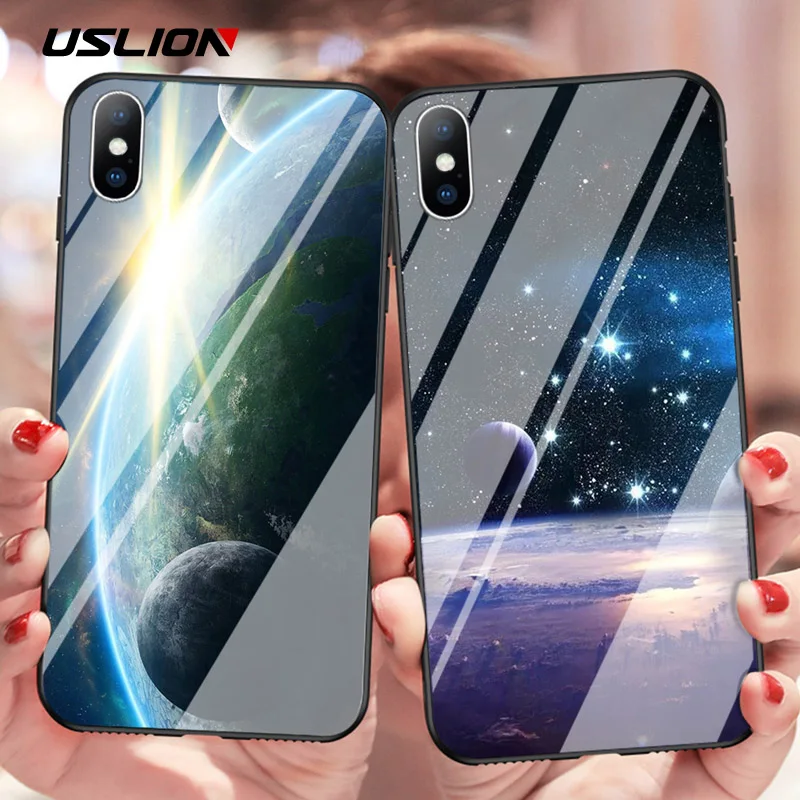 USLION Starry Sky Glass Phone Case For iPhone X XR XS Max Cartoon Astronaut Moon Stars Planet Case For iPhone 7 6 S 8 Plus Cover
USLION Starry Sky Glass Phone Case For iPhone X XR XS Max Cartoon Astronaut Moon Stars Planet Case For iPhone 7 6 S 8 Plus Cover