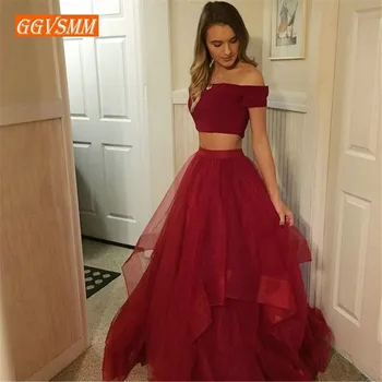 Sexy Burgundy 2 Piece Prom Dresses Boat Neck Short Sleeve Tulle Ball Gown Long Evening Gowns 2020 Party Dress Women Custom Made
Sexy Burgundy 2 Piece Prom Dresses Boat Neck Short Sleeve Tulle Ball Gown Long Evening Gowns 2020 Party Dress Women Custom Made